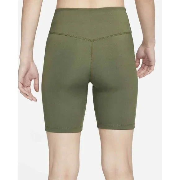 Nike One Womens Mid Rise 7" Bike Shorts Dri-Fit Olive/Black Plus Size 2X - Picture 3 of 7